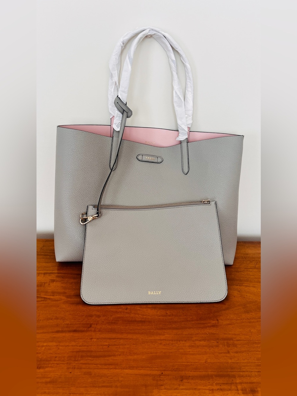 Brand New Bally Rory Rev D Tote Taupe/ Pink